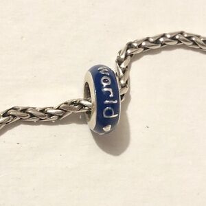 🎄🆕 Brighton Joy to the World spacer Thin blue Christmas bead Retired Gift ready